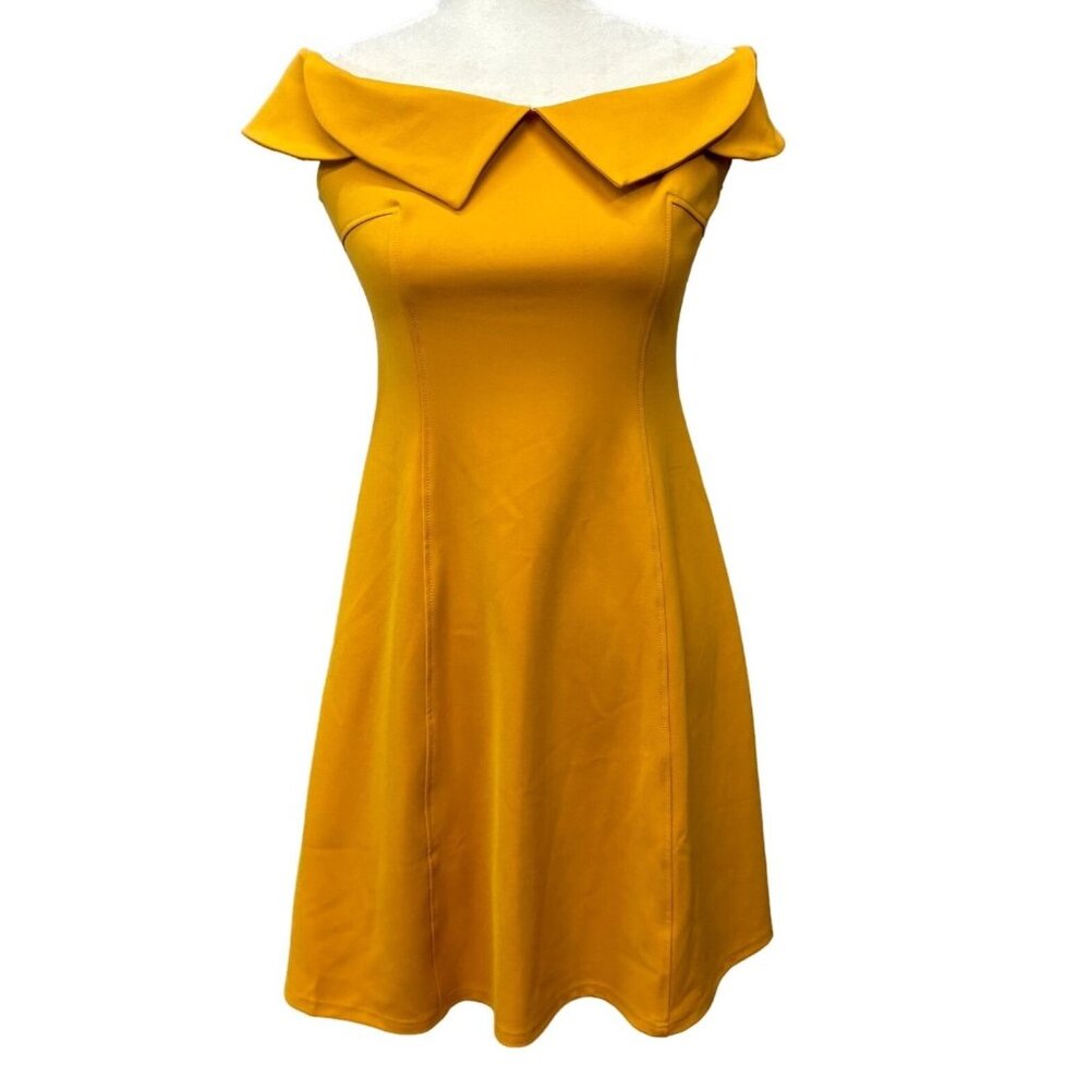 Gracia Golden Yellow Sheath Dress Womens Small Zip Sleeveless